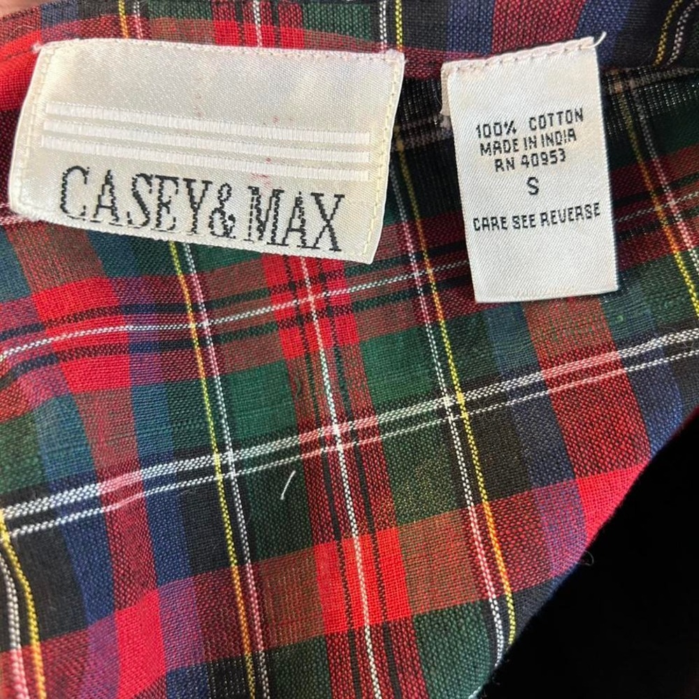 Casey & Max Vintage Christmas Patchwork Vest Plaid Trim Holiday Vest - Size S - Picture 8 of 8